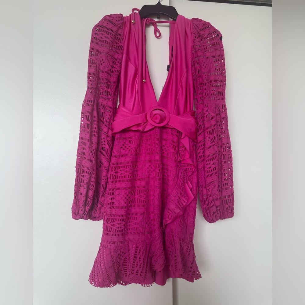 PatBO Fuchsia Long Sleeved mini  Dress